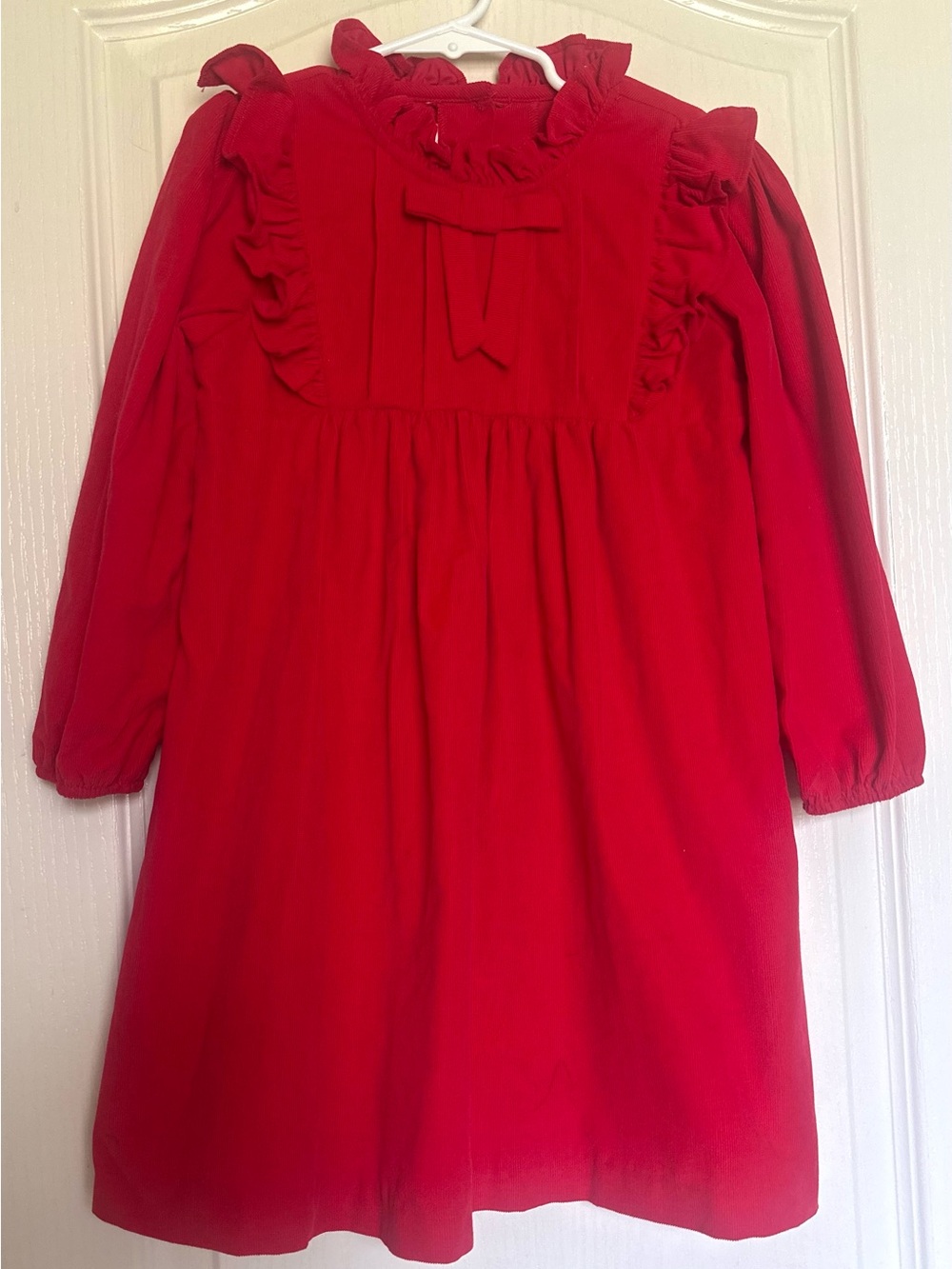 Zucchini Kids Red Corduroy Ruffle Dress